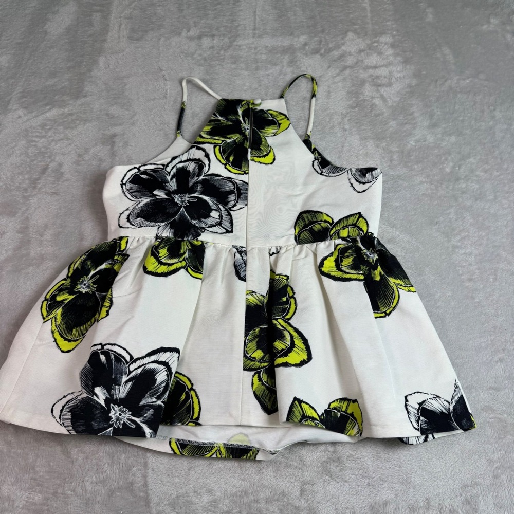Milly Minis Girls Floral Peplum Halter Top White Green Black Size 12